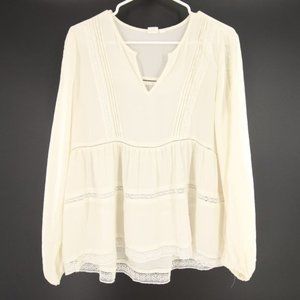Gap Cream Off White Flowy Lace Tunic Blouse M
